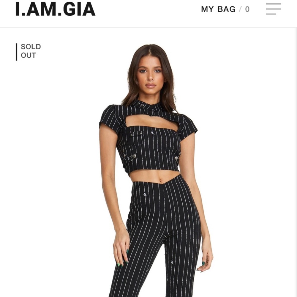 I.AM.GIA “fran” black pinstripe top